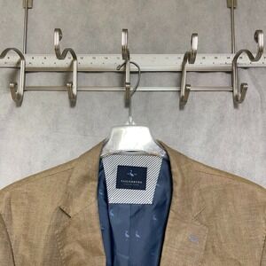 Tailorbyrd Blazer Men 48R Beige Linen Herringbone 2B Unstructured Casual  Luxury